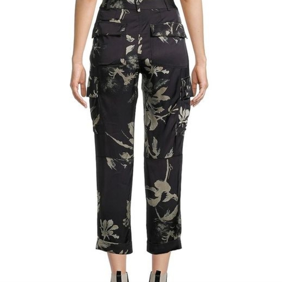 Green Cargo Printed Satin Pants - Picture 3 of 12